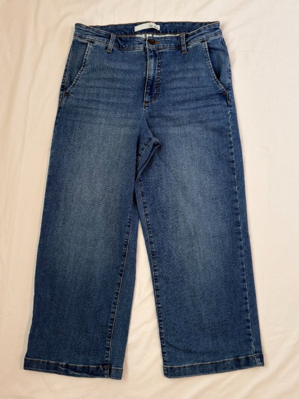 Ella Moss High Rise Wide Leg Cropped Trouser Jeans Medium Wash Size 10